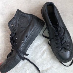 Black Leather Converse All Stars